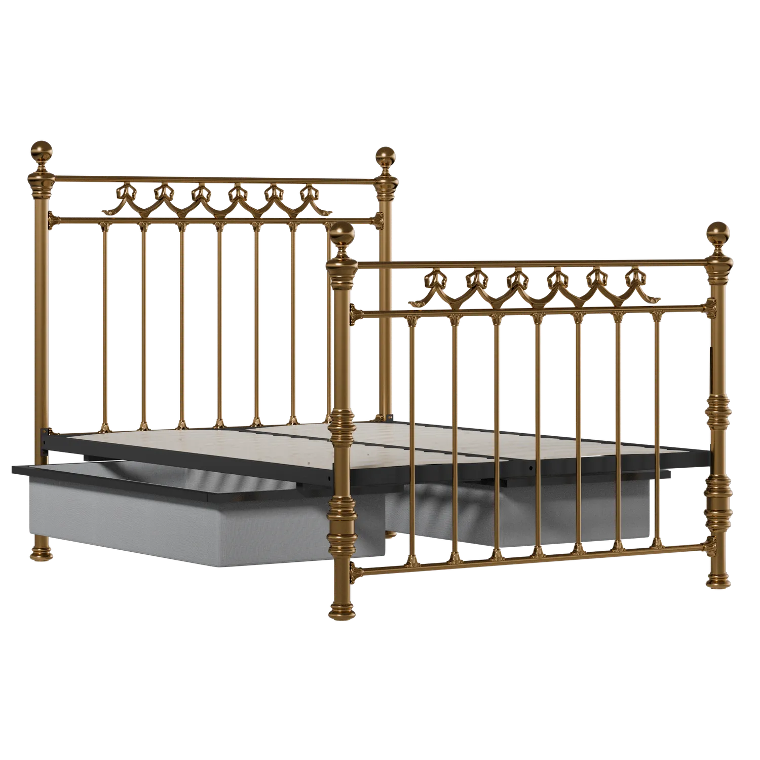 Braemore brass bed with drawers