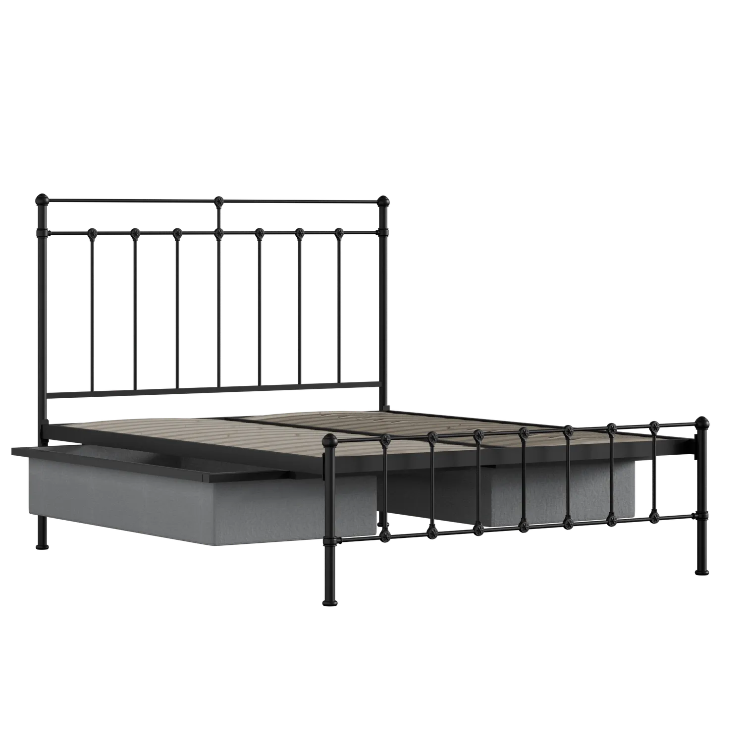 Ashley iron/metal bed in black with drawers