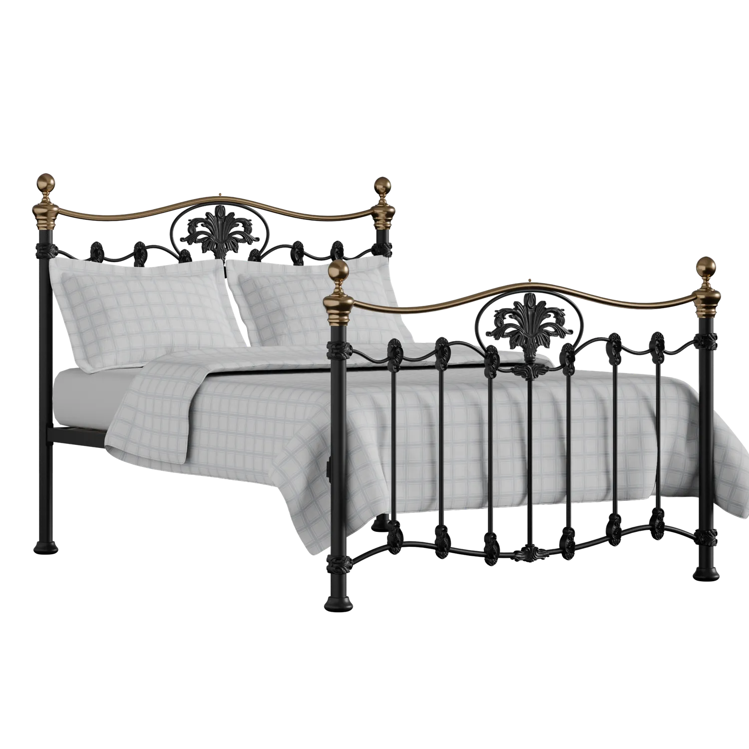 Camolin cama de metal en negro con colchón