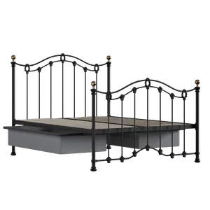Clarina cama de metal en negro con cajones - Thumbnail