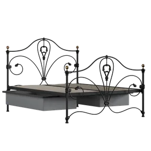 Melrose iron/metal bed in black with drawers - Thumbnail