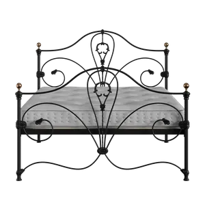 Melrose iron/metal bed in black with Juno mattress - Thumbnail